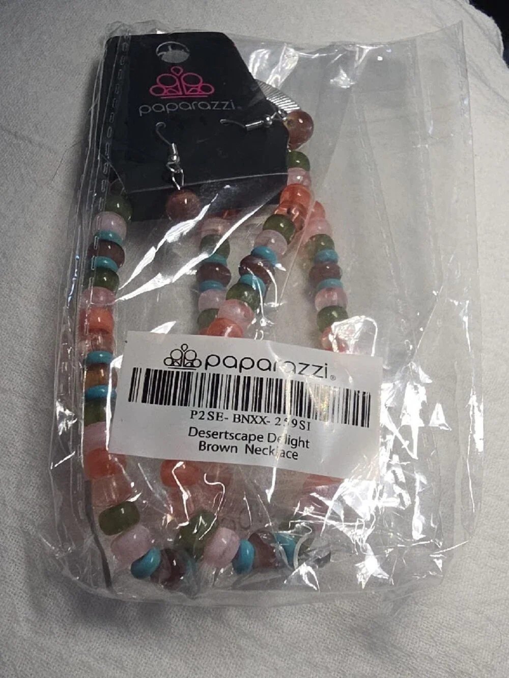 Multicolor Beaded Necklace - Coral, Turquoise, Pink, Olive, Brown